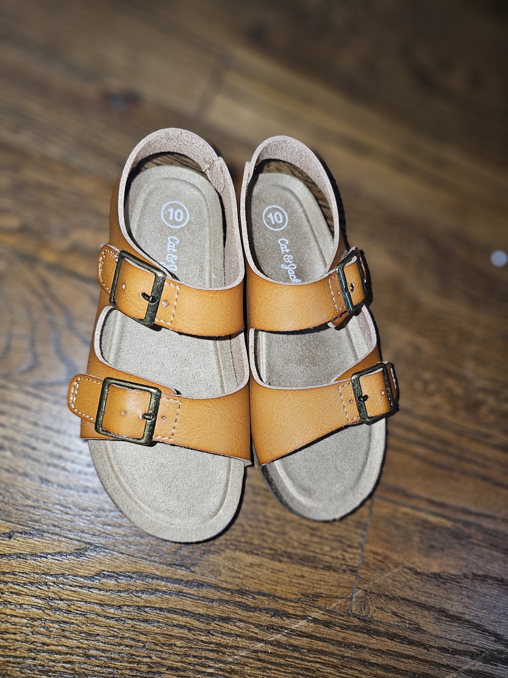 Cat & Jack Kids' Double Buckle Sandals - Tan Brown